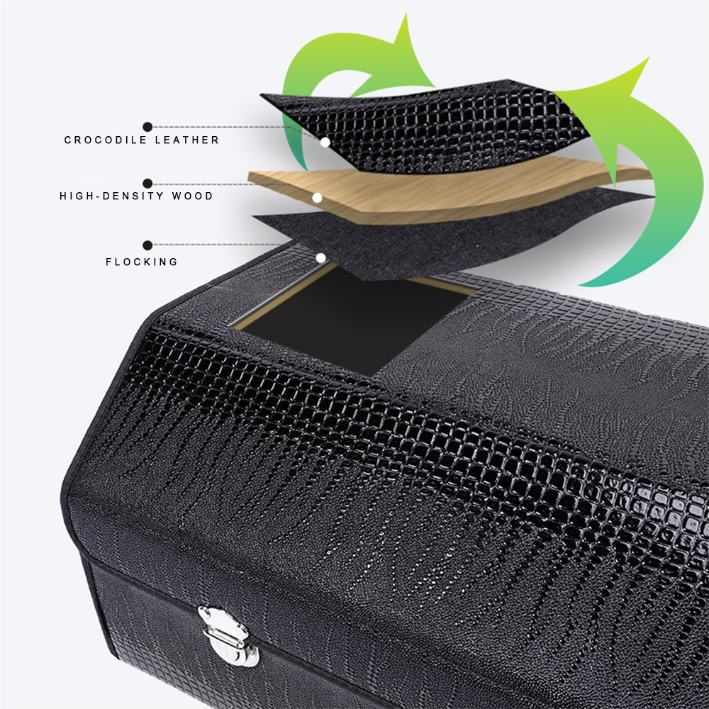 High-Quality Crocodile Texture PU Napa Leather Storage Box With Mental Lock Box Multifunctional And Durable Car Storage Box