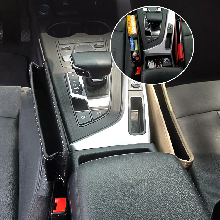 Car Seat Gap Filler Organizer Logo Printing Car Seat Gap Leak-Proof Sundry Mobile Phone Glove Box with Hole for Charging Car Storage Bag