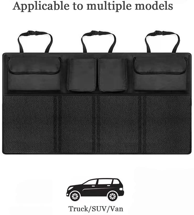  Car Trunk Organizer Equipped with [Robust Elastic Net & 3 Magic Stick]Super Capacity Car Trunk Tidy Storage Bag with Lids, Space Saving ExpertCar Multipurpose Backseat Trunk Organiser