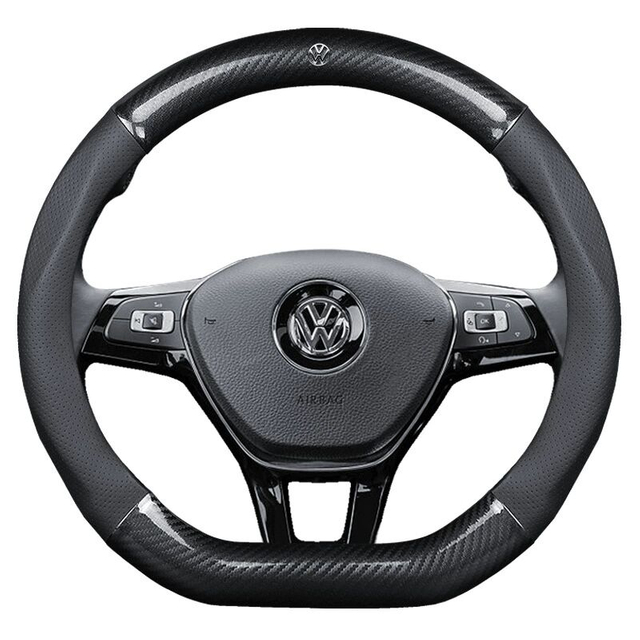 Microfiber Leather Auto Car Medium Steering Wheel Cover 14.5''-15''Black 