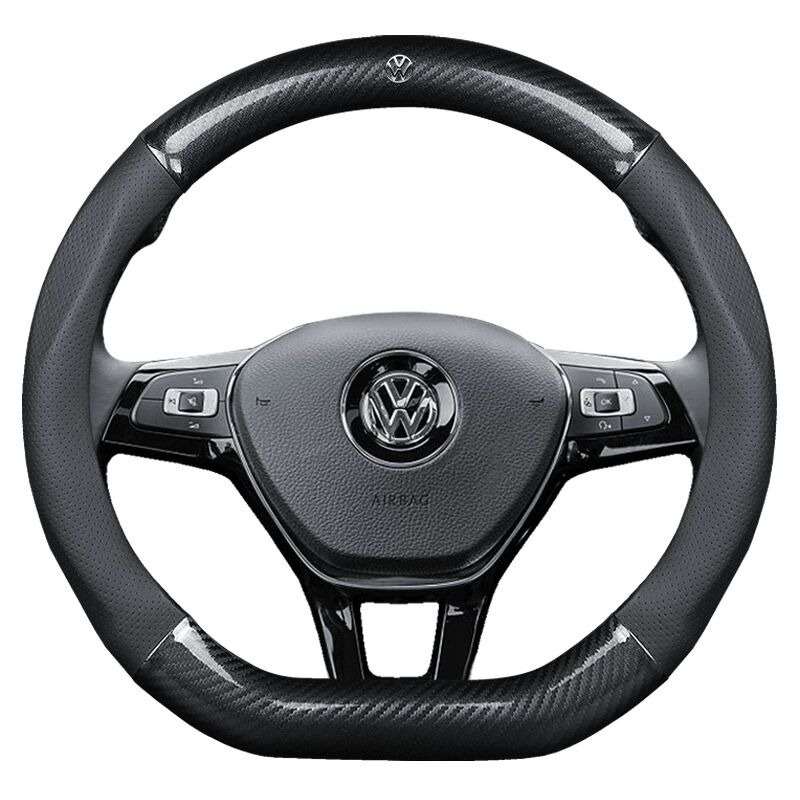 Microfiber Leather Auto Car Medium Steering Wheel Cover 14.5''-15''Black 