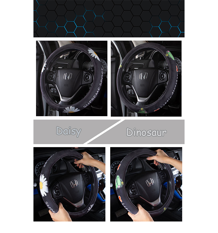 07 Plush Fabric Car Steering Wheel Cover For Cars