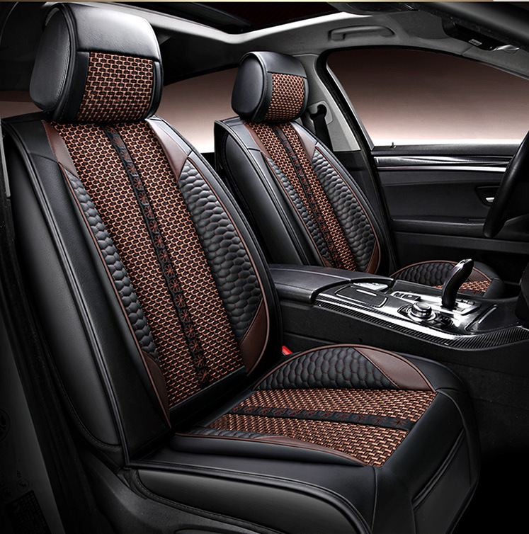Durable Leather & Breathable Ice Silk Car Cushion Universal for 5 Seats