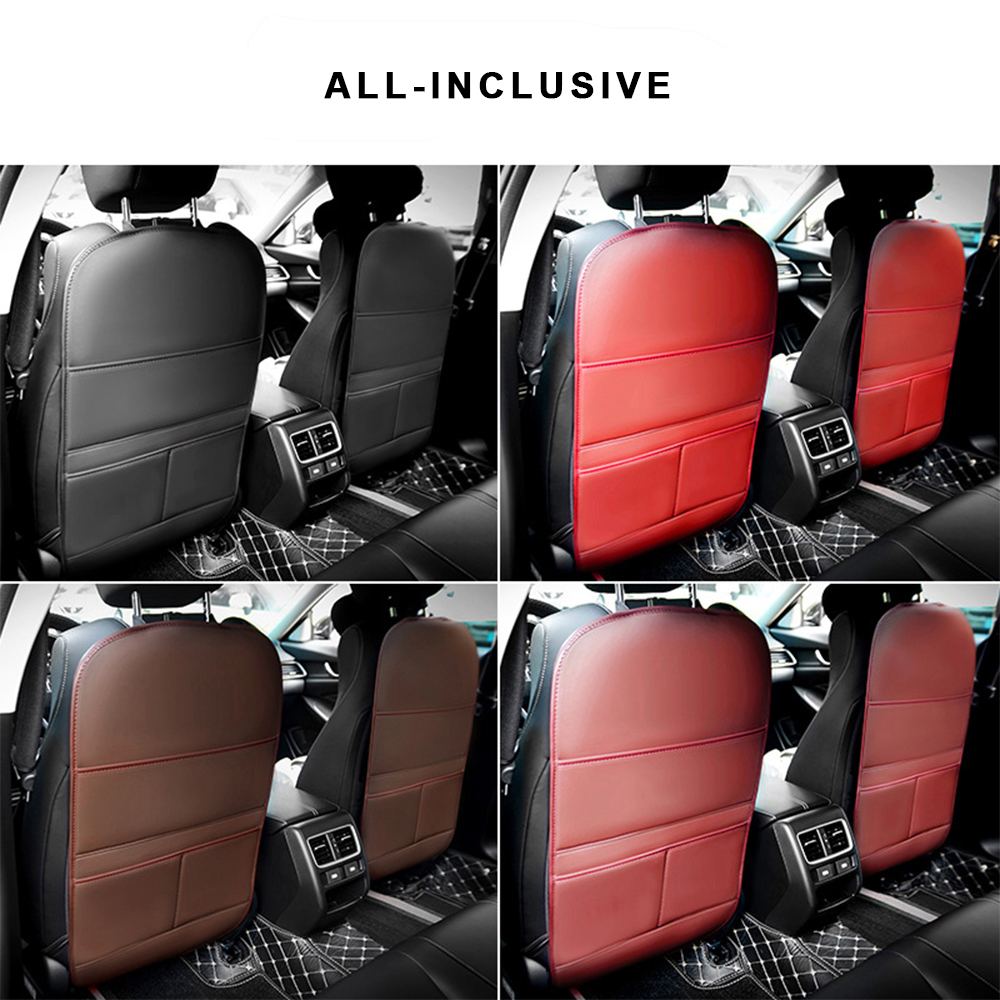 Leather Car Seat Anti-Kick Mat For Universal Waterproof Back Seat Protector Mat Customized Logo Printing Rear Seat Storage Bag 