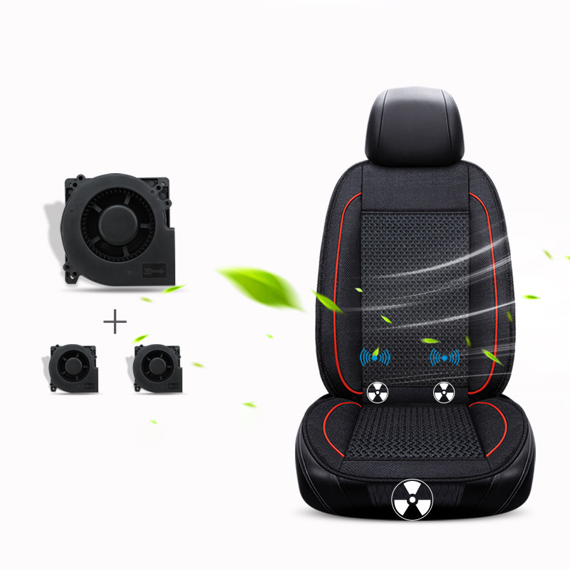 Summer Ice Silk Breathable Leather Car Seat Cover with Fan for Ventilation