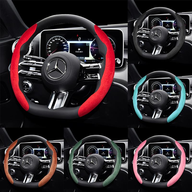 Carbon Fiber Grain Steering Wheel Cover for Men Woman Sporty Wheel Protector Anti Skid Ultra Thin Leather Universal for 15 Inch Car Steering Wheel