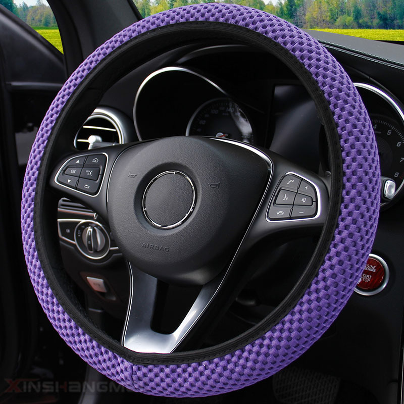 Elastic Stretch Steering Wheel Cover,Warm in Winter And Cool in Summer, Universal 15 Inch, Microfiber Breathable Ice Silk, Anti-Slip, Odorless, Easy Carry,Black