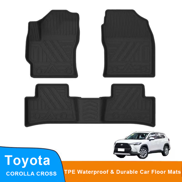 TPE Floor Mats Compatible for Toyota COROLLA CROSS Waterproof & Durable All Weather Protection Full Set Car Mats,Black