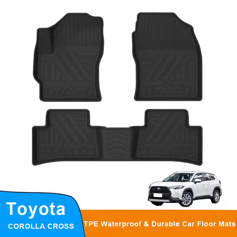 TPE Floor Mats Compatible for Toyota COROLLA CROSS Waterproof & Durable All Weather Protection Full Set Car Mats,Black