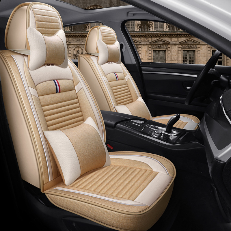 Linen Universal 5 Seats Full Protection Car Seat Covers 