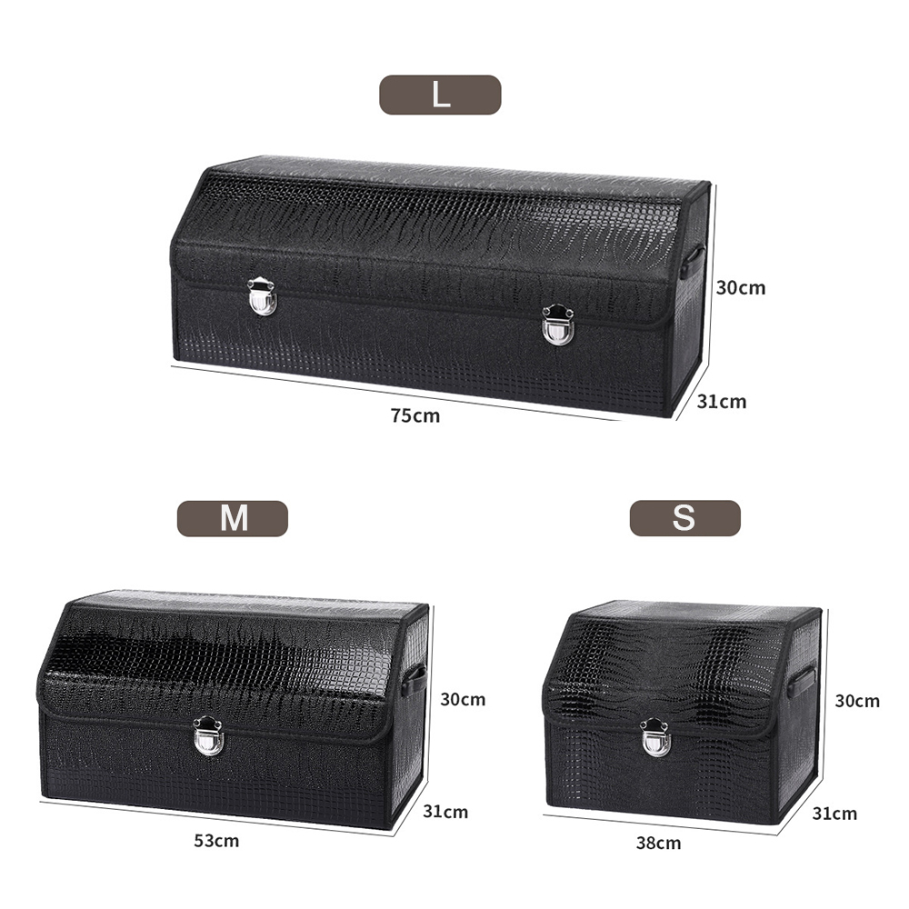 High-Quality Crocodile Texture PU Napa Leather Storage Box With Mental Lock Box Multifunctional And Durable Car Storage Box