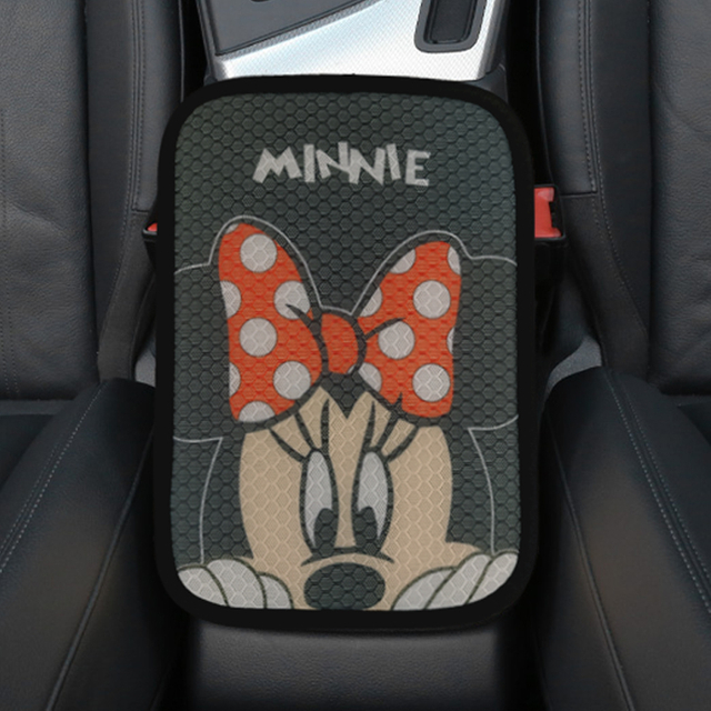  Ice Silk with Honeycomb Car Armrest Box Cover Mat Auto Cartoon Armrests Center Console Cushion Universal Size