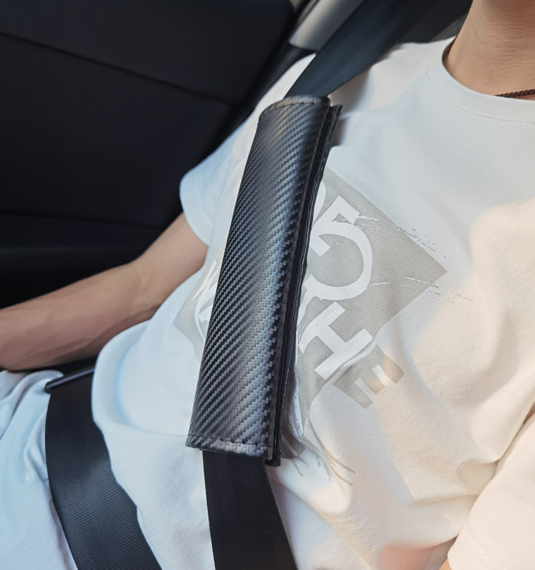 04 Car Seat Belt Covers Carbon Fiber
