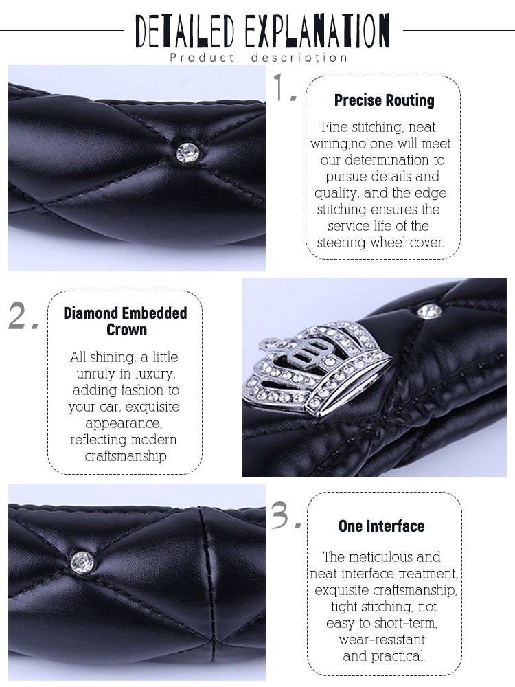 03 Diamond Leather Bling Steering Wheel Cover