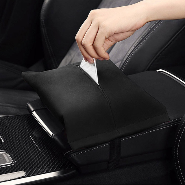 Alcantara Leather Tissue Holder for Car Central Armrest Box for Car Sun Visor for Seat Black Brown Maroon Hanging Quality Car Napkin Holder