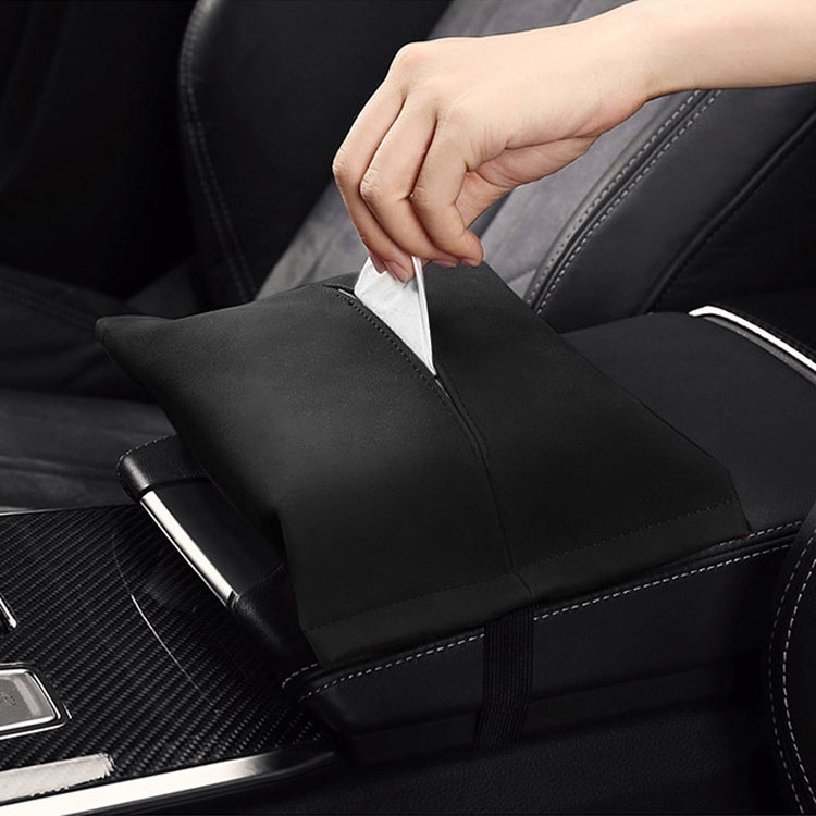 Alcantara Leather Tissue Holder for Car Central Armrest Box for Car Sun Visor for Seat Black Brown Maroon Hanging Quality Car Napkin Holder
