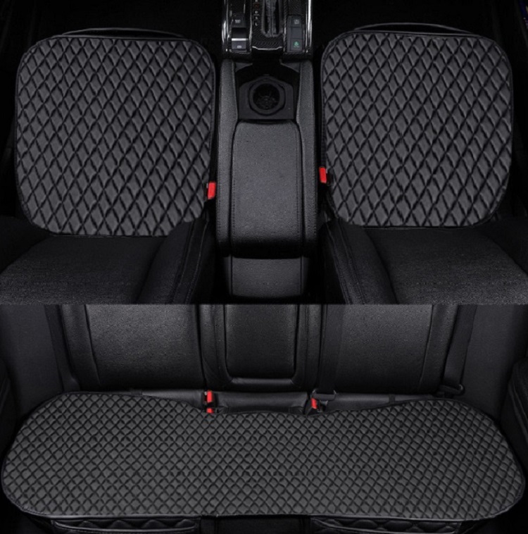 PVC Leather Car Seat Bottom Covers Protectors 1 Pair Front Driver Seat Pad Mat And 1 Rear Bench Cover Universal Fit 90% Vehicles Car Seat Mat Factory