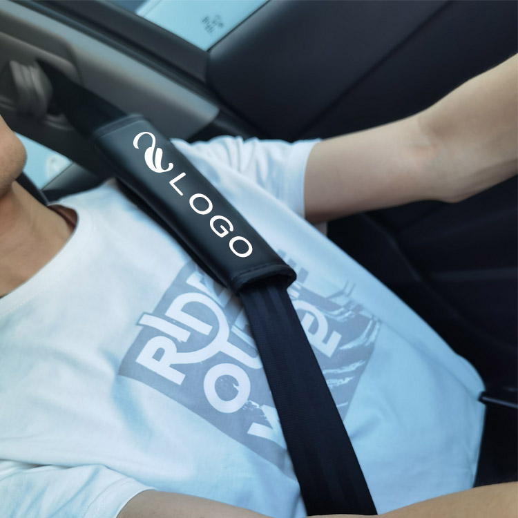 Nappa Leather Classic Customizable LOGO Velcro Installation Exquisite Edging Car Seat Belt Shoulder Protector