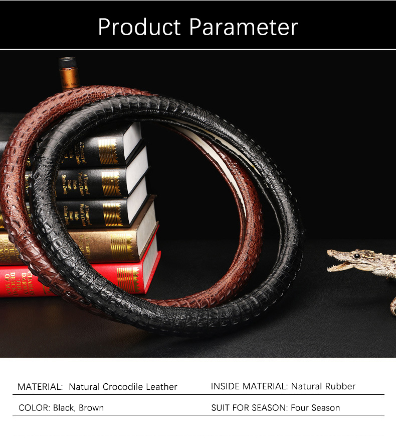 02 Customized Real Crocodile Leather Car Steering Wheel