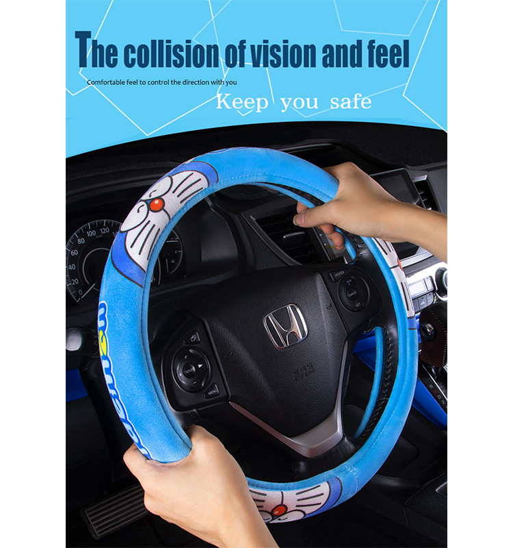 01 Plush Fabric Car Steering Wheel Cover For Cars