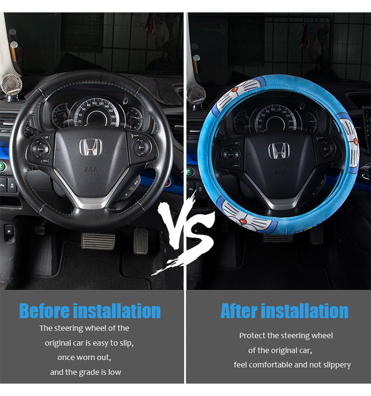 06 Plush Fabric Car Steering Wheel Cover For Cars