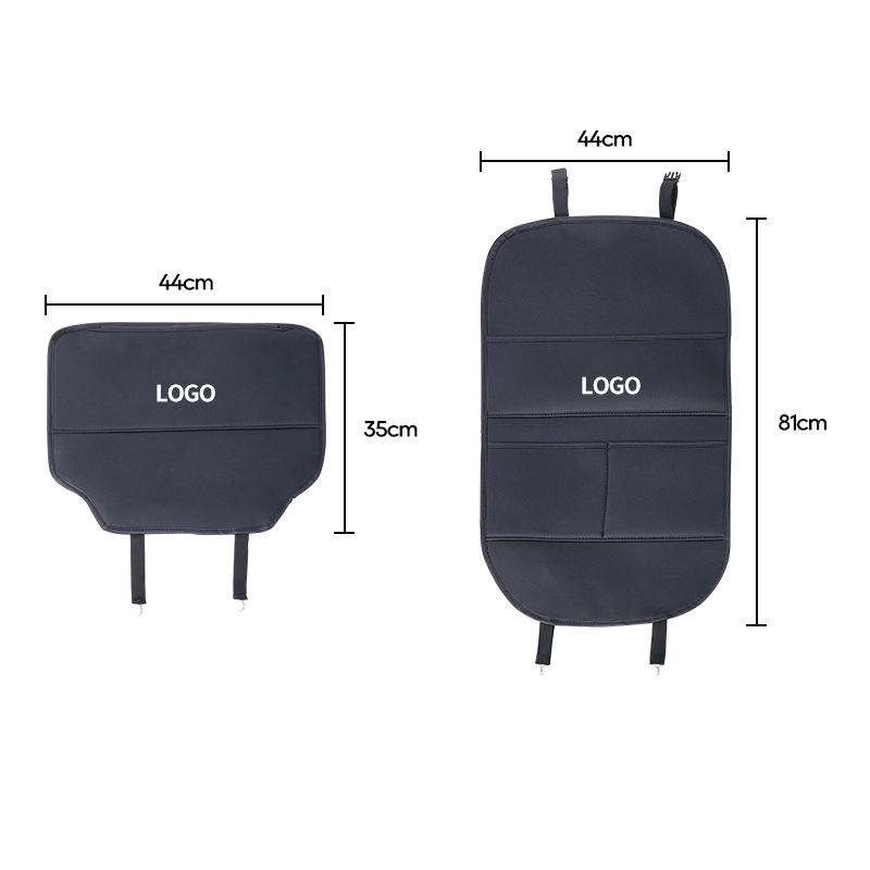 Leather Car Seat Anti-Kick Mat For Universal Waterproof Back Seat Protector Mat Customized Logo Printing Rear Seat Storage Bag 