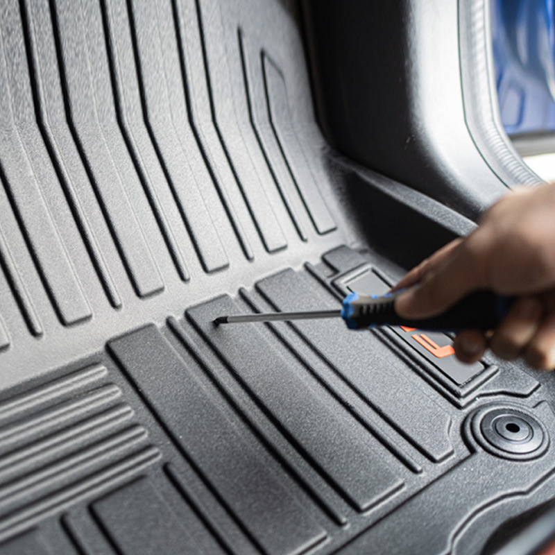  TPETPO Floor Mats Compatible For HIACE 300/200 Series All-Weather Wear-resistant Match Protector Black