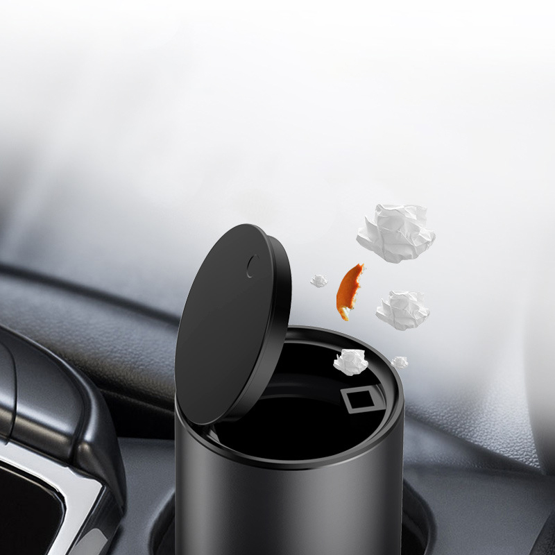 Ben.Jack Car Trash Can Creative Aluminum Alloy ABS Car Bin With 35Pcs Gargabge Bag
