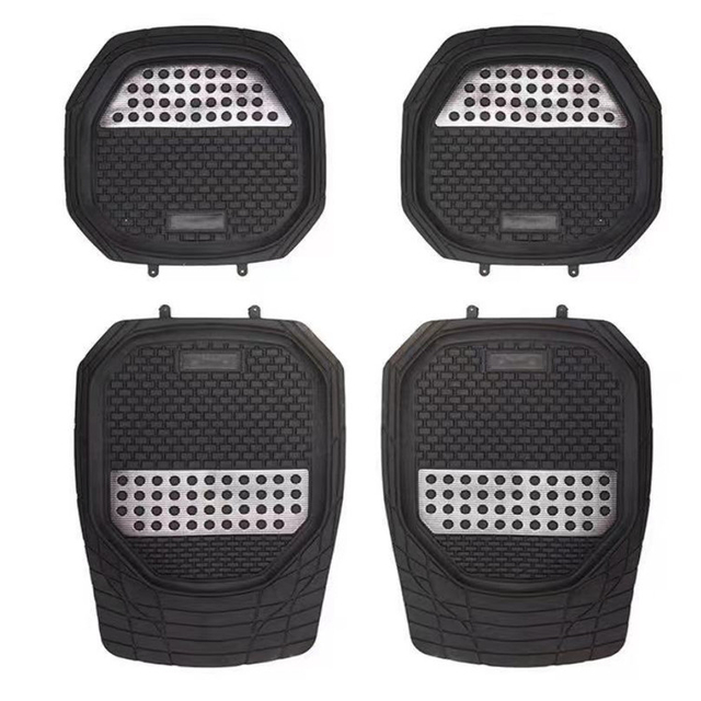 King Kong Sequins Basin Floor Mats Black Universal Fit Thicken Rubber PVC for All Weather Protection Fits Most Cars, SUVs, And Trucks, 4 Piece