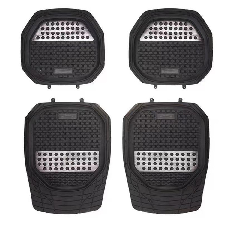 King Kong Sequins Basin Floor Mats Black Universal Fit Thicken Rubber PVC for All Weather Protection Fits Most Cars, SUVs, And Trucks, 4 Piece