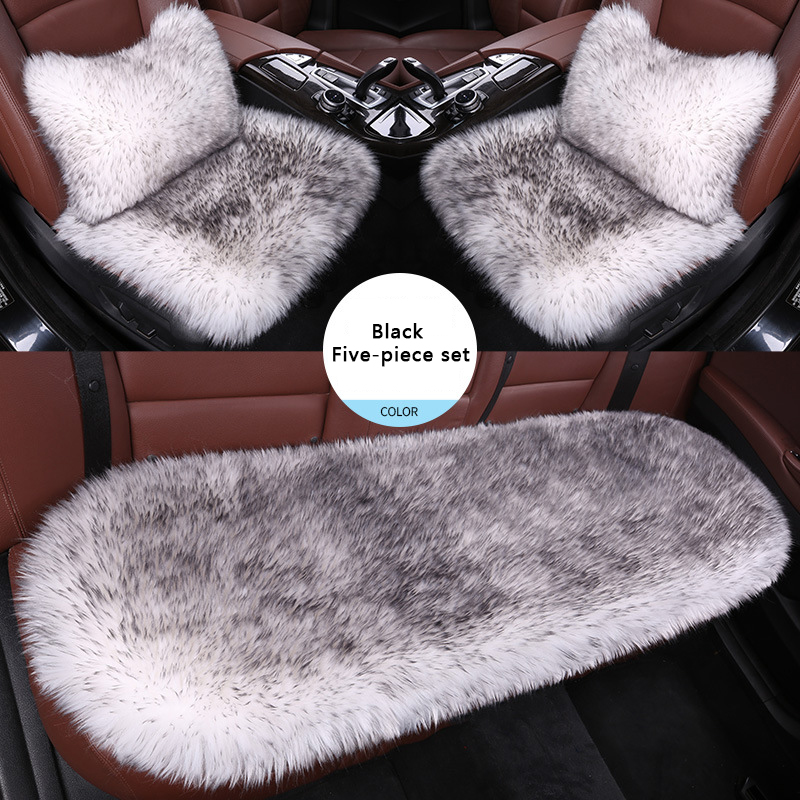  Seat Covers Full Set,2PC Front Car Seat Pad + 1PC Rear Car Seat Cover Winter Backless Plush Seat Cushion New Short Hair Car Cushion Single Piece Wool Cushion Five Pieces