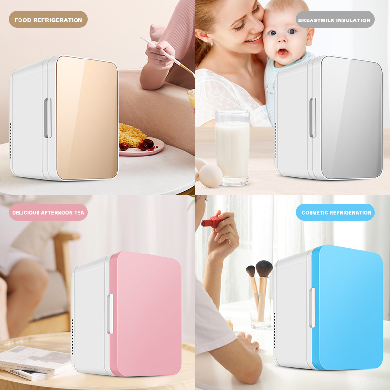8L Car Refrigerator Vertical Mini Portable Compact Personal Fridge Cooler, 6-10 Liter Capacity Hot And Cold Dual Use For Home,Car