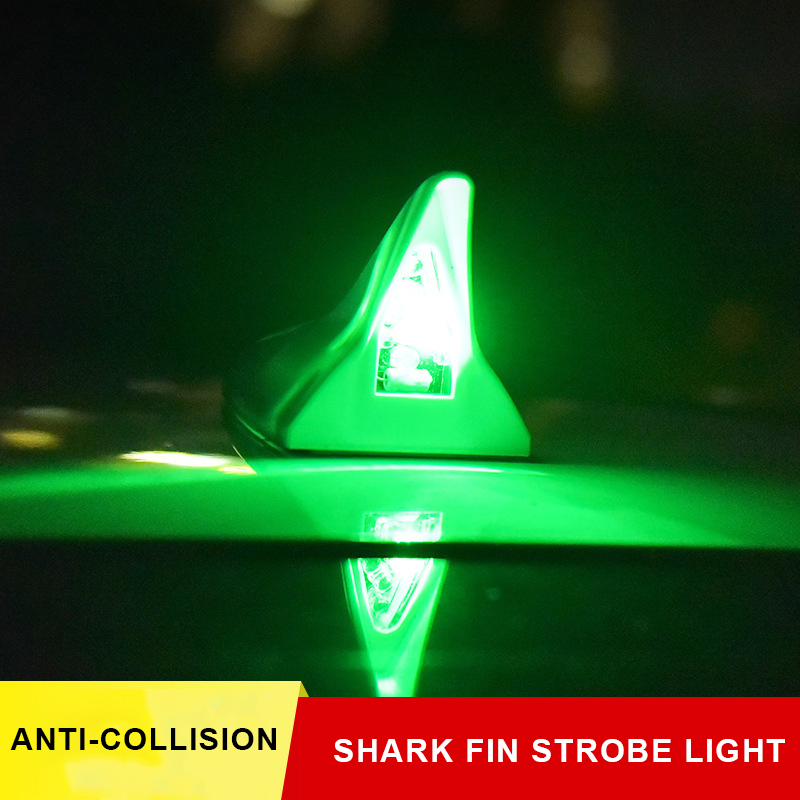 Car Decoration Light Solar Shark Fin Antenna Roof Tail Modified Light Anti-rear-end LED Flash 8 Lights
