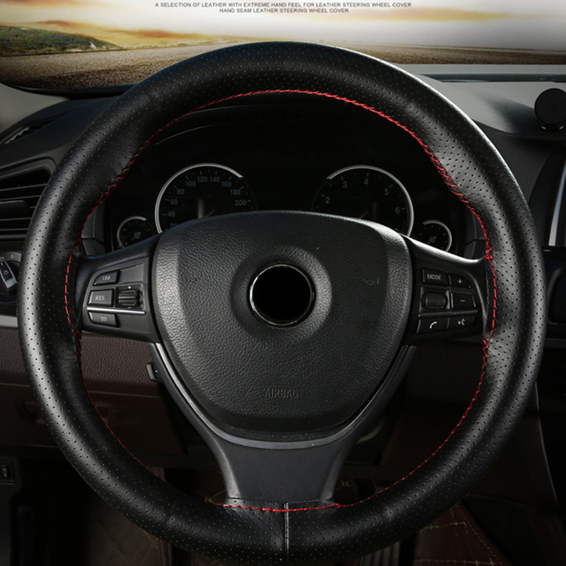 Hand Sewing Set Steering Wheel Cover Cowhide Wheel Cover Genuine Leather Car Wheel Protector Car Wheel Protector Universal Fit Car/Auto