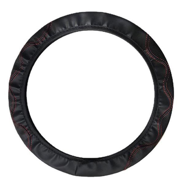 Steering Wheel Cover No Inner Ring Fiber Leather Embossed Corrugated Elastic Automobile Steering Wheel Protective Cover