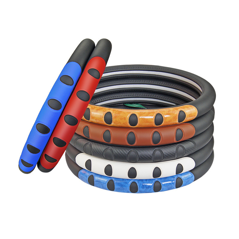 Leather Steering Wheel Cover 38cm Universal Fits For 98% Cars,Anti-slip Safety Comfortable Design Car Wheel Wrap