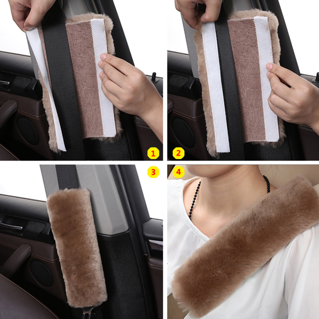 Authentic Sheepskin Car Seat Belt Cover, Buckle Cushion Protector - Seat Belt Covers for Adults - Women And Men, Kids, Babies 