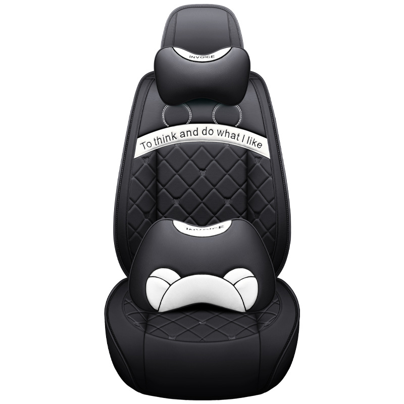 Leather Universal 5 Seats Full Protection Car Seat Covers with 2 Headrest Pillow 2 Lumbar Pillow