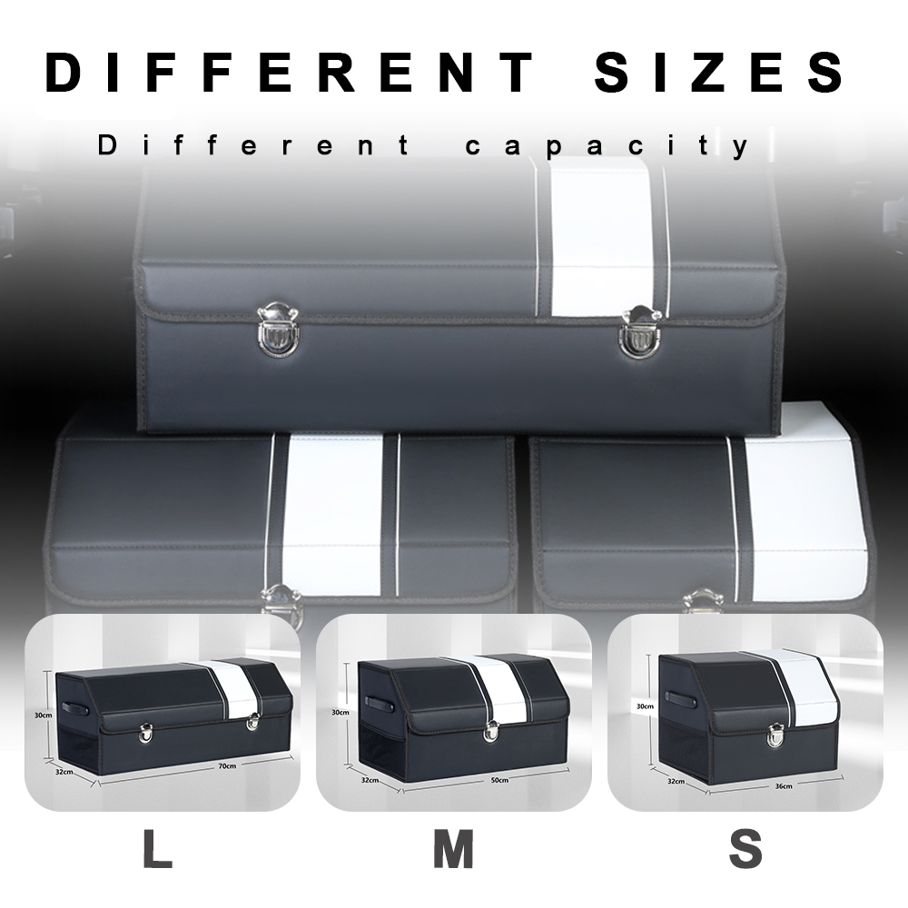Double Layer PVC Leather With Mental Lock Mixed With White High Density Board Car Trunk Organizer Box 