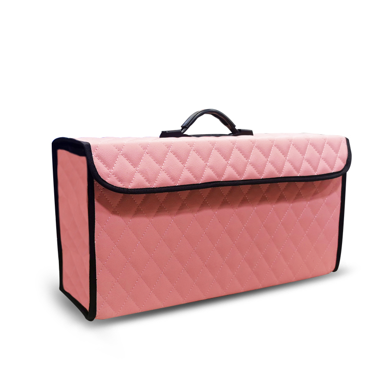 PVC Leather Car Organizer Boxes with Plastic Handle with Magic Velcro Close Car Trunk Storage Organizer Embroidery Car Trunk Organizer For SGMW NINI