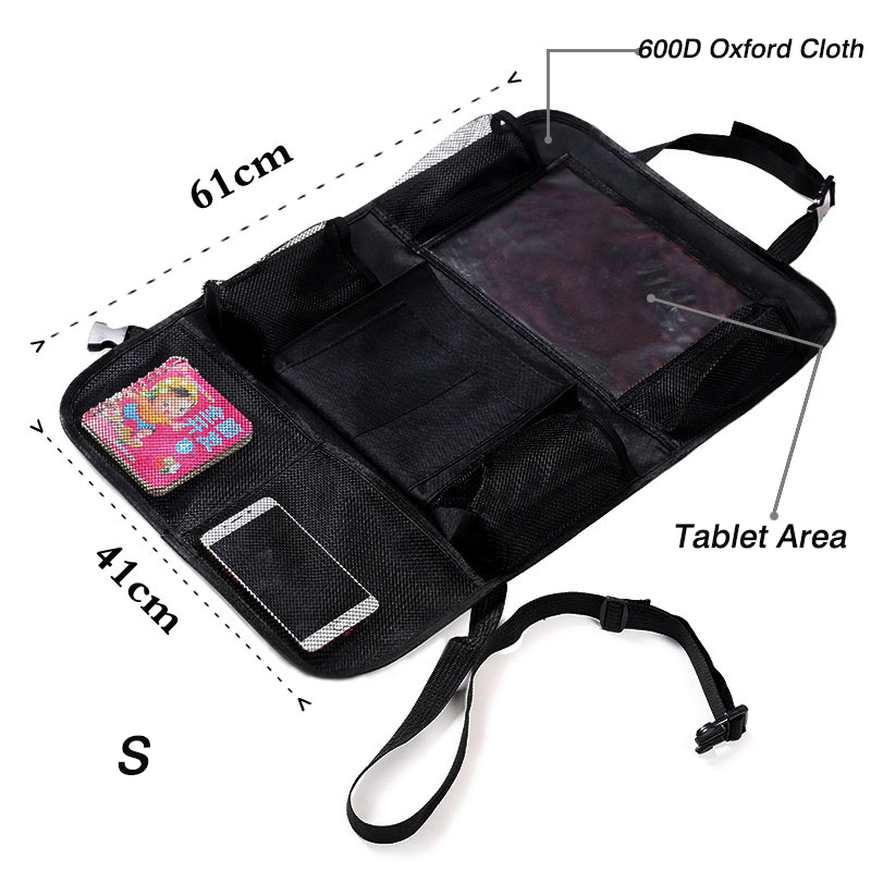 Car Seat Organizer Durable Storage Hanging Bag Multi-pockets Car Backseat Organizer With Tablet Holder for Kids