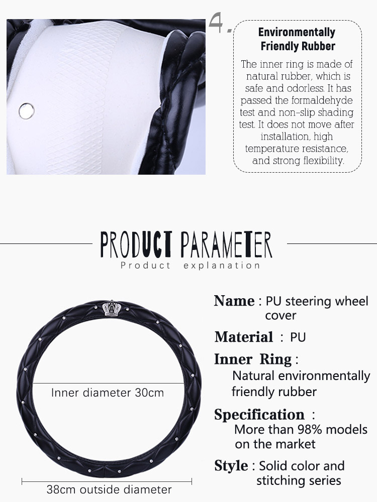 04 Diamond Leather Bling Steering Wheel Cover