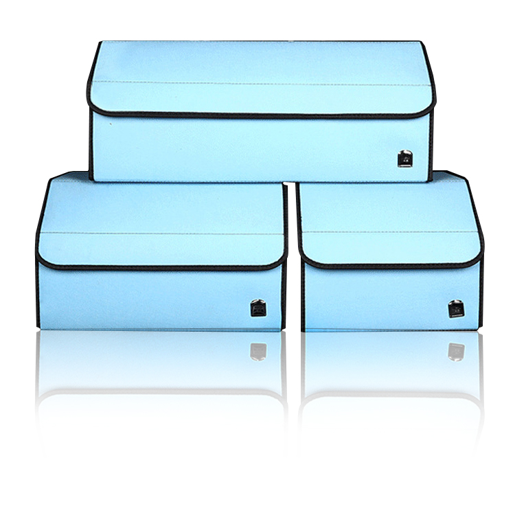 Felt Fabric Car Tunk Storage Box with 2 Plastic Handle with Magic Velcro Close Car Trunk Organiser Colorful with 1 Side Net Pockets Car Trunk Organizer