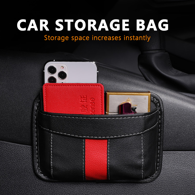 Car Side Pocket Organizer Pouch Cell Phone Sunglass Holder Car Seat Gap Filler Interior Accessories Organizer for Car Seat Door Window Console PU Leather Car Storage Pocket 