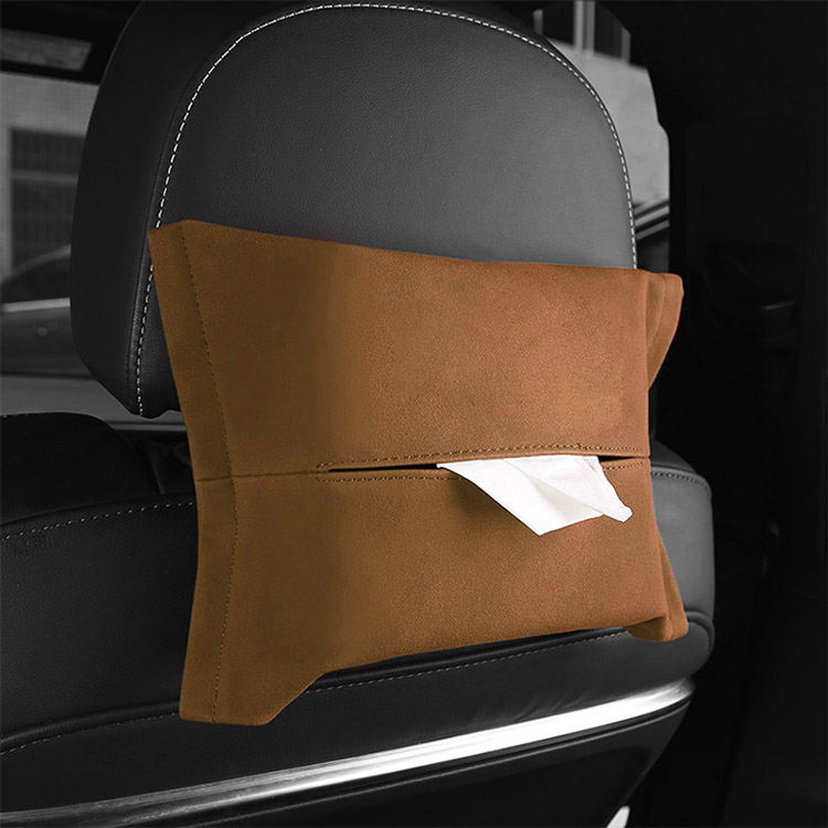 Alcantara Leather Tissue Holder for Car Central Armrest Box for Car Sun Visor for Seat Black Brown Maroon Hanging Quality Car Napkin Holder