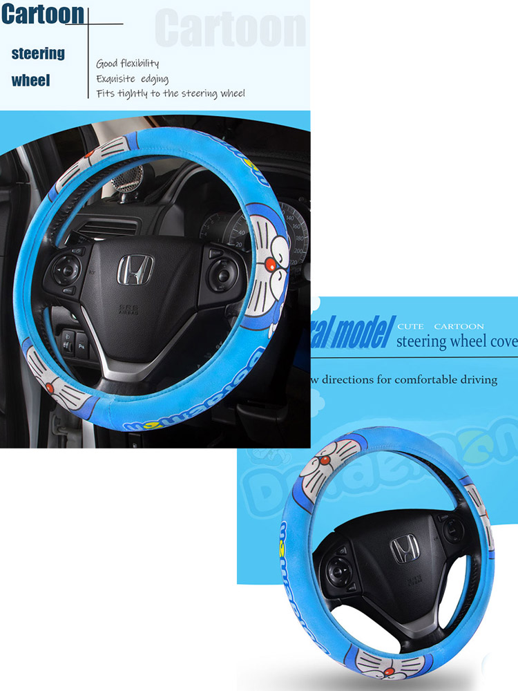 02 Plush Fabric Car Steering Wheel Cover For Cars