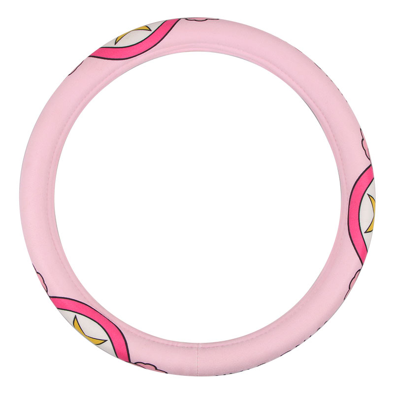 Cute Cartoon Pattern Car Accessories 15 Inch Universal Steering Wheel Cover Plush Fabric Soft Snug Grip Protector For Cars 