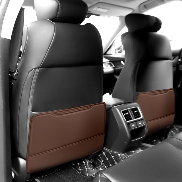 Leather Car Seat Anti-Kick Mat For Universal Waterproof Back Seat Protector Mat Customized Logo Printing Rear Seat Storage Bag 