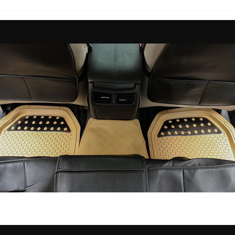 King Kong Sequins Basin Floor Mats Black Universal Fit Thicken Rubber PVC for All Weather Protection Fits Most Cars, SUVs, And Trucks, 4 Piece