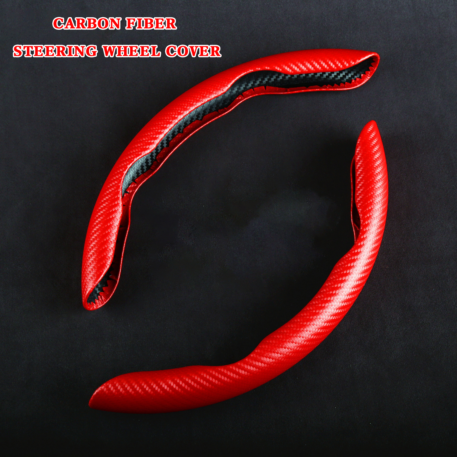 Carbon Fiber Grain Steering Wheel Cover for Men Woman Sporty Wheel Protector Anti Skid Ultra Thin Leather Universal for 15 Inch Car Steering Wheel